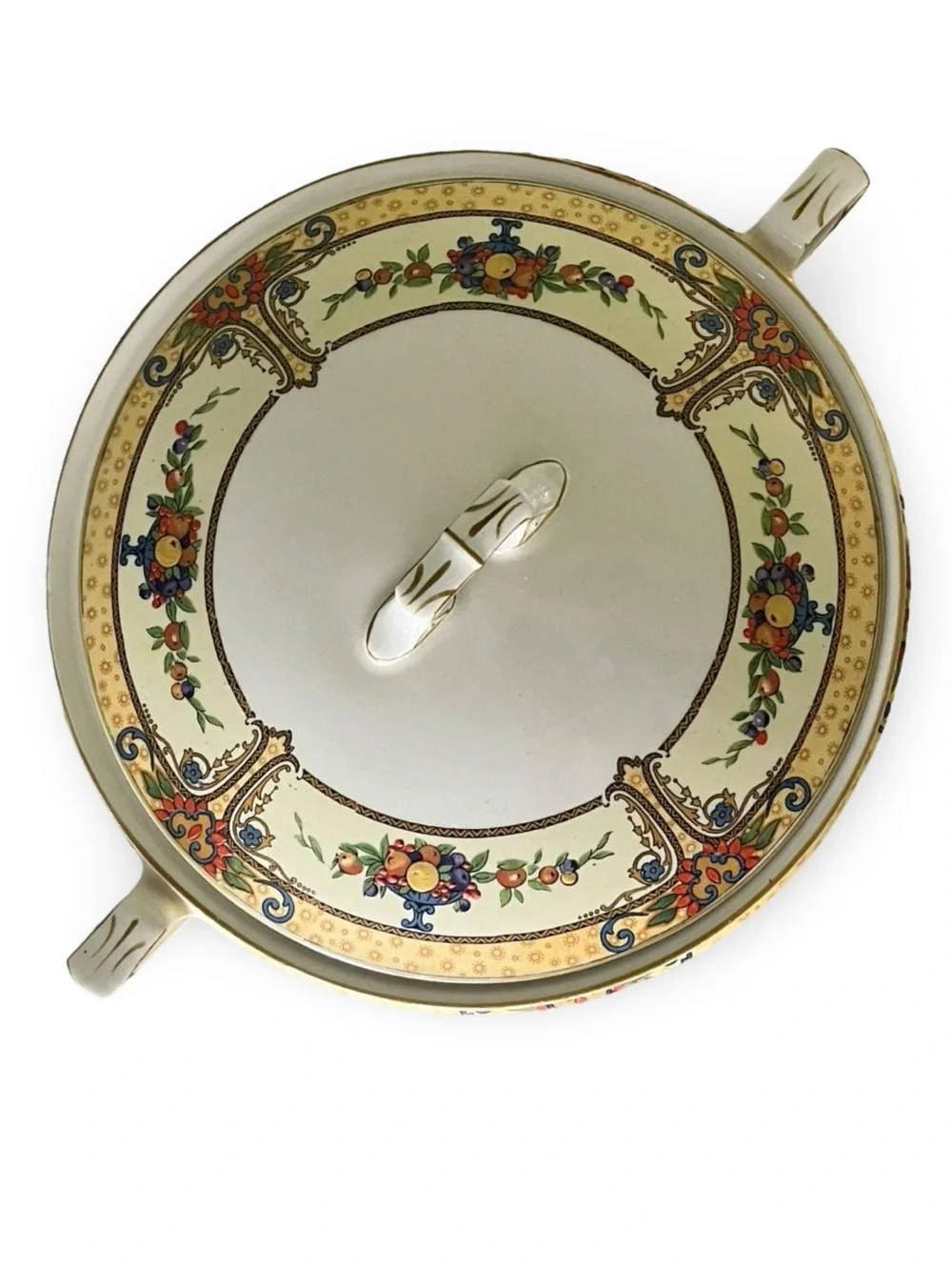 Antique Myott Staffordshire Seville Pattern Round Vegetable Tureen 8.5” Diameter